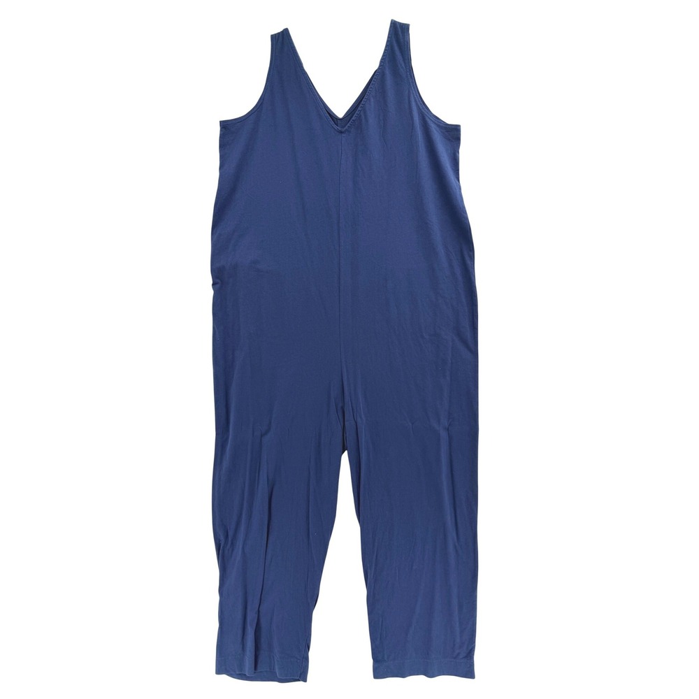 Pact Organic Cotton All Ease Relaxed Jumpsuit Romper XXL Blue Loungewear Comfort - Picture 3 of 6
